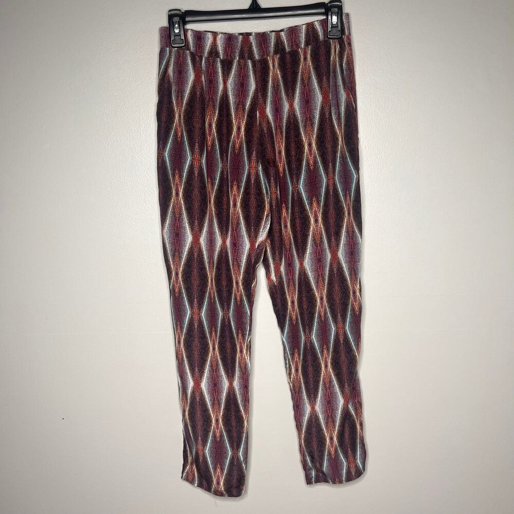 Rory Beca Women's 100% Silk Pants Aztec Print Multicolor Southwestern Size XS